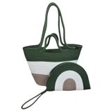 MaVaux Mira İkili Fermuarlı Clutch Çanta ve Omuz Çantası Yeşil-krem-taş