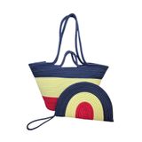 MaVaux Mira İkili Fermuarlı Romanya Clutch Çanta ve Omuz Çantası Lacivert-sarı-kırmızı
