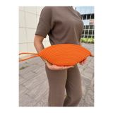 MaVaux Moss Fermuarlı Hasır Jüt Vegan Clutch Çanta İnciTuruncu