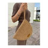 MaVaux Moss Fermuarlı Hasır Jüt Vegan Clutch Çanta Keten
