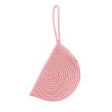 MaVaux Moss Fermuarlı Hasır Jüt Vegan Clutch Çanta Pembe