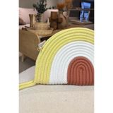 MaVaux Moss Fermuarlı Hasır Jüt Vegan Clutch Çanta Tarçın-Beyaz-Sarı