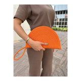 MaVaux Moss Fermuarlı Hasır Jüt Vegan Clutch Çanta Turuncu
