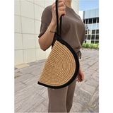 MaVaux Moss Fermuarlı Vegan Clutch Çanta, Hasır Jüt Malzeme ile Modern ve Tasarım - Krem - Siyah
