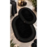 MaVaux Nerissa 2'li Peluşlu Banyo Paspas Seti Yuvarlak ve Oval Paspas Takımları, Kaymaz Tabanlı, Yumuşak Dokulu, Şık ve Dekoratif Banyo Halısı, Modern Tasarım - Siyah - Kırmızı - Krem - Kahve