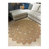 MaVaux Nüans Jüt Hasırlı El Örgüsü Kilim Halı Hasır Yuvarlak Hasır 150 x 150