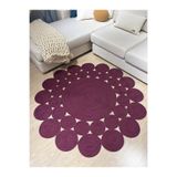 MaVaux Papatya Hasır Jüt Çiçek Desenli Kilim Halı Mürdüm 100 x 100