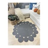 MaVaux Rhea Jüt Hasırlı El Örgüsü Kilim Halı Hasır Yuvarlak Antrasit 100 x 100