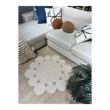 MaVaux Rhea Jüt Hasırlı El Örgüsü Kilim Halı Hasır Yuvarlak Krem 120 x 120