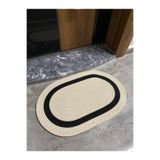 MaVaux Roma Serisi Jüt, Desenli Kapı Önü, Paspas, Banyo Paspası, Balkon Paspası/Hediyelik, Ev Eşyası KremSiyah 60 x 90