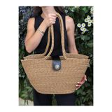 MaVaux Sardinia Kapaklı Handmade Hasır Tote Plaj ve Günlük Çanta Yazın Modası Siyah