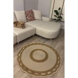 MaVaux Sarmaşık Model Hasır Görünümlü Jüt Kilim Paspas Halı Jut 80 x 80