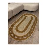 MaVaux Sarmaşık Model Oval Hasır Görünümlü Jüt Kilim Paspas Halı jütkırçıl 100 x 180