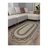 MaVaux Sarmaşık Model Oval Hasır Görünümlü Jüt Kilim Paspas Halı taşkırçıl 120 x 230