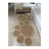 MaVaux Siyah Snake Hasır Jüt Bej Yolluk Halı Kilim HasıkremKırçıllı 80 x 250