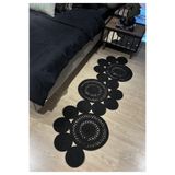 MaVaux Siyah Snake Hasır Jüt Bej Yolluk Halı Kilim SiyahTrikotlu 55 x 134