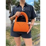 MaVaux Soft Mini Jüt Hasır Portföy Clutch El Çantası Suya Dayanıklı Hafif Tasarım Yaz Modası - Turuncu