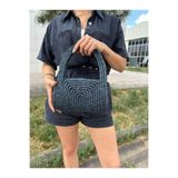 MaVaux Soft Mini Jüt Hasır Portföy Clutch El Çantası Yazın Modası BambuMavi
