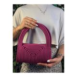 MaVaux Soft Mini Jüt Hasır Portföy Clutch El Çantası Yazın Modası fuşya