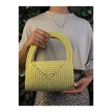 MaVaux Soft Mini Jüt Hasır Portföy Clutch El Çantası Yazın Modası tereyağ Sarısı