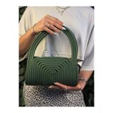 MaVaux Soft Mini Jüt Hasır Portföy Clutch El Çantası Yazın Modası Yeşil