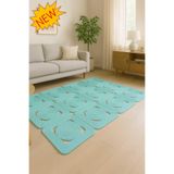 MaVaux Solena Jüt Hasır Dikdörtgen Şık Kilim Halı Paspas Yolluk Evinizi Şımartın Tarzınızı Yansıtın Turkuaz 100 x 300