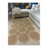 MaVaux Square Dikdörtgen Çift Taraflı Jüt Hasır Halı Kilim HasırBeyaz 100 x 100