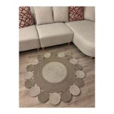 MaVaux Taş Kırçıllı Jüt Hasırlı Kırçıllı El Örgüsü Kilim Halı Hasır Yuvarlak Taş Kırçıllı 80 x 80