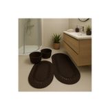 MaVaux Terra 4’lü Banyo Seti – 2’li Oval Paspas & 2’li Oval Sepet, Doğal Halat Dokuma, El Yapımı - Premium Kahverengi 50 x 80