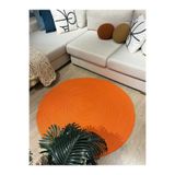 MaVaux Turuncu Jüt Yuvarlak Hasır Görünümlü Klasik Halı Kilim Turuncu 120 x 120