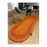 Mavaux Turuncu Modern Doğal Jüt, Desenli, Hasır, Amerikan Servis, Masa, Sehpa Örtüsü Runner. 30X80