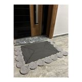 MaVaux Venedik Serisi Jüt, Desenli Kapı Önü, Paspası, Banyo Paspası, Balkon Paspası/Hediyelik, Ev Eşyası. GriAntrasit 70 x 70