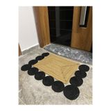MaVaux Venedik Serisi Jüt, Desenli Kapı Önü, Paspası, Banyo Paspası, Balkon Paspası/Hediyelik, Ev Eşyası. HasırSiyahHalkalı 60 x 80
