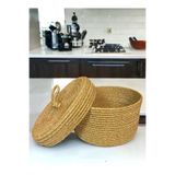 MaVaux Walnut Kapaklı Jüt Sepet Hasır 25 x 15