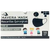 Mavera 3 Katlı 10'lu Paketlenmiş Siyah Çocuk Cerrahi Çocuk Maske Telli 50'li (ÜTS Kayıtlı)
