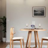 Mavera Natural Ahşap Yuvarlak Masa Takımı, 100X100