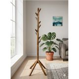 Mavera Sanat 58 Ahşap Ayaklı Askılık Portmanto Modern Elbise Askısı Konfeksiyon 175 cm Naturel Ceviz - Ceviz Rengi