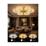 MAVERALİGHTİNG ALYA 6LI GOLD AVİZE 3 RENK LED ISIKLI SALON AVİZE OTURMA ODASI AVİZE