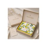 Mavero Kadın Fular 50x50 cm Limon Desenli Sarı Çiçekli Şık Boyun ve Çanta Aksesuarı