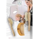 Mavessa 3'lü Doğal Bebek & Çocuk Saç Fırçası Seti(Keçi Kılı Saç Fırçası-Bambu Dişli Saç Fırçası-Ahşap Tarak)