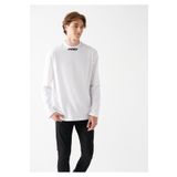 Mavi 0611053-620 Beyaz Pro Logo Baskılı Oversize Sıfır Yaka Erkek Sweatshirt