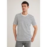 Mavi 0612235-87822 Lacivert Çizgili Beyaz Erkek T-shirt
