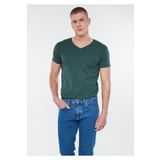 Mavi 061748-25752 Stretch V Yaka Dar Kalıp Düz Yeşil Erkek T-Shirt