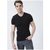 Mavi 063748-900 V Yaka Dar Kalıp Düz Siyah Erkek T-Shirt