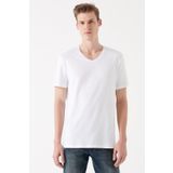 Mavi 065586-620 Beyaz V Yaka Erkek T-shirt