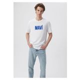 Mavi 066842-620 Beyaz Baskılı Erkek T-Shirt