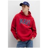 Mavi 067149 Logo Baskılı Erkek Kapüşonlu Sweatshirt KIRMIZI