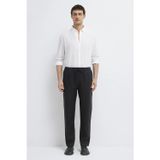 Mavi % 100 Keten Normal Bel Düz Paça Erkek Pantolon 0010577-900 SİYAH