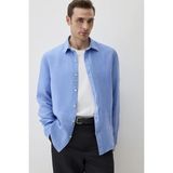 Mavi % 100 Keten Regular Fit Uzun Kollu Gömlek Erkek Gömlek 0211496 - 2XL
