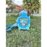Mavi 1000ML Çocuk Okul ve Motivasyonel Sticker'lı Boyun Askılı Suluk - Seçenek 1 - Ahşap - Ceviz